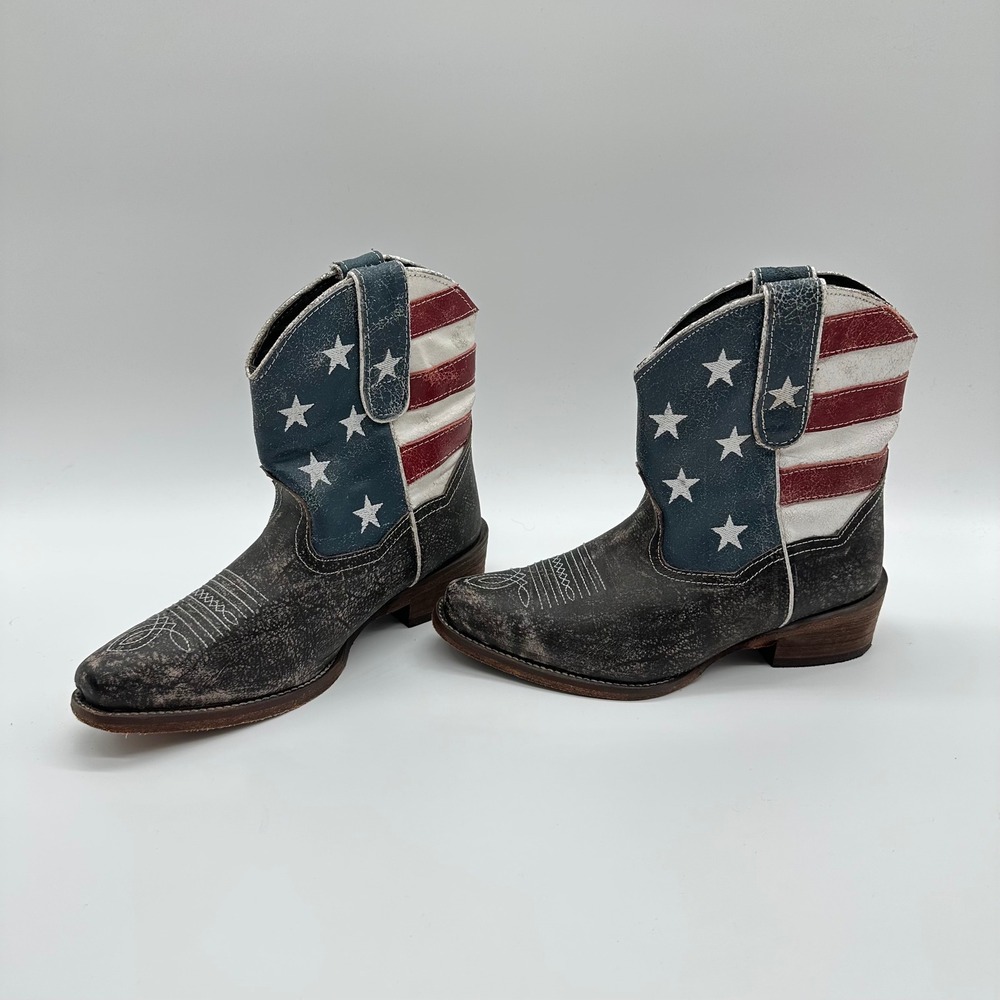 Roper Boots sz 7 American Flag Beauty Ankle Stars Stripes Western Cowgirl Rodeo